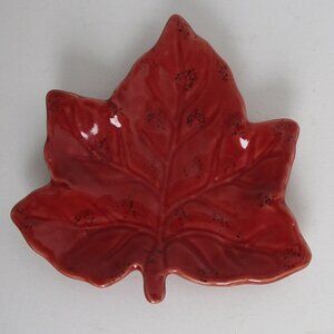 red ceramic leaf soap dish
